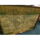 A facsimile map of the World, titled Planisphere, after Vuillemin, printed into hardboard, 87cm x