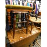 Various furniture, to include an oak drop leaf barley twist table, stool with fixed leather top,