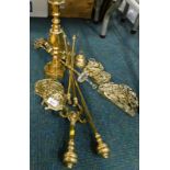 Various items of metalware to include 19thC fire tongs and 19thC brass fire tongs and shovel,