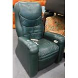 A MMS-2000st electric massage chair, in green leather, 125cm high.