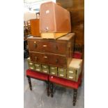 Various furniture and effects, to include an early 20thC sewing machine, filing drawers, two