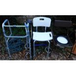 Various mobility items, zimmer frame, invalid chair, 100cm high, commode (a quantity).