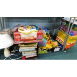 Various games, childs games, boxed games, etc., table lamps, Scrabble, childrens toys, classical