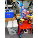 Various toys, diecast trains, child's Fireman Sam tricycle, jigsaws, other Fireman Sam soft toys,