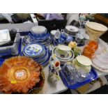 Miscellaneous ceramics and glass, to include carnival glass, Booths Real Old Willow, a Worksop