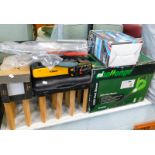 A Challenge 2200 watt leaf blower, a Clarke model CSE400, a pump, partially boxed, 31cm high,