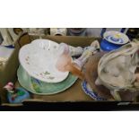 Miscellaneous ceramics and glass, to include a continental bisque centre piece decorated with