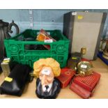 Miscellaneous collectables, to include excavated glass mineral bottles, a Spitting Image of Margaret