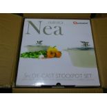 A Natura Nea five piece stock pot set, RRP £74.96.