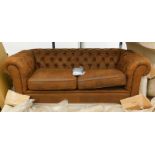 A Fairmont Park Littlehampton brown three seater Chesterfield sofa, RRP £609.99.