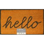 A Pride of Place Astley Hello coir doormat, RRP £14.99.