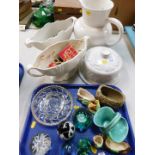 Two Sylvac vases, Hornsea planters, cheese dish and cover, white glazed jug, etc. (1 tray plus)