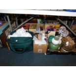 Games and toys, babies clothes, leotards, vases, and sundries. (4 boxes plus)