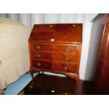 Withdrawn Pre-Sale by Executors. A 20thC mahogany bureau, with fitted interior raised on