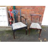 A Georgian mahogany Chippendale style chair, together with a Victorian mahogany dining chair. (2)