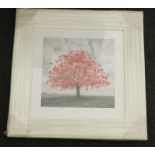 A Mercury Row Lone pink tree print with white border frame, RRP £62.99.