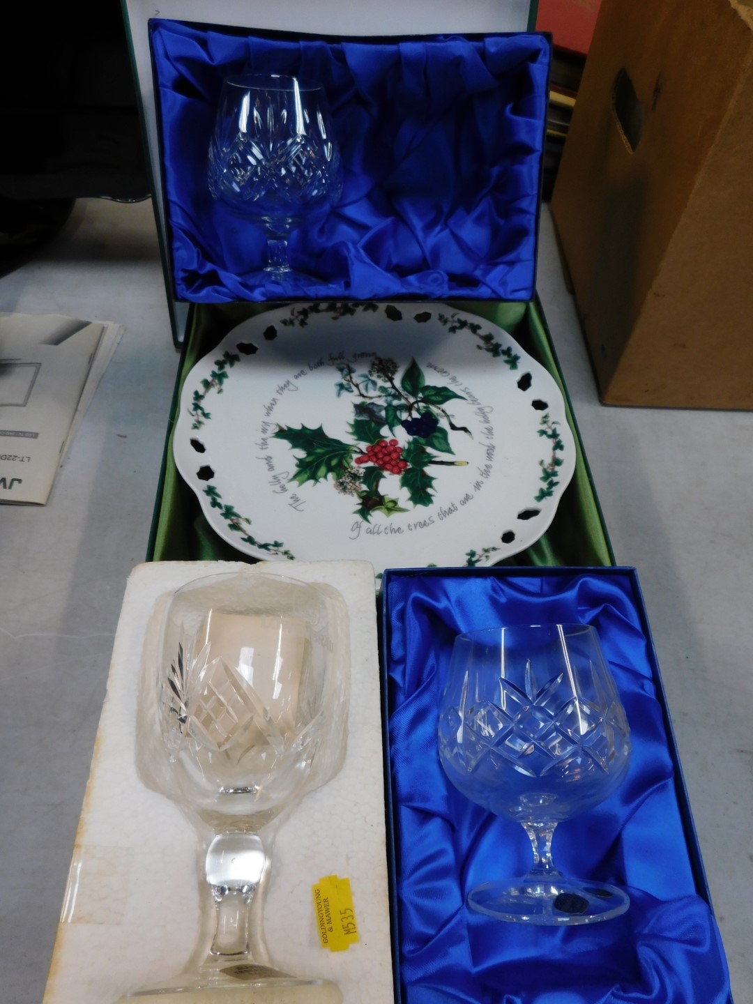 A Portmeirion The Holly and The Ivy Christmas cake tazza, Lowenbrau beer glass, etc. (a quantity) - Image 2 of 2