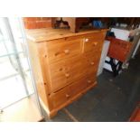 A waxed pine chest of two over two drawers, 92cm high, 91cm wide, 40cm deep.