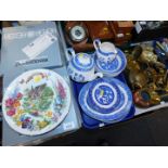 Wedgwood Bradford Exchange collectors plates, boxed., Willow pattern tea and dinner wares, a