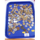 European Pre Euro silver and copper coinage, English copper coinage, etc. (1 tray)