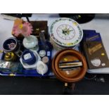 A set of gold scales with weights, Victorian pictorial book, ship in a bottle, ceramics and glass,