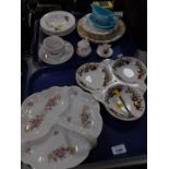 A Limoges porcelain three section hors d'oeuvres dish., Barker Bros pottery three section hors d'