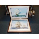 A pair of Maritime prints, one of Brigatines, the other of clipper ships, 42cm high, 67cm wide.