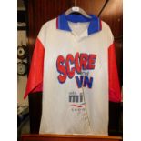 An M G Sportswear Football shirt, with Mira Showers advertising, bearing dedicated signature, Ryan