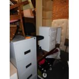 Household effects comprising office desk, filing cabinet, office chair and a white melamine