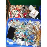 Costume jewellery, including necklaces, bracelets and earrings. (2 trays)