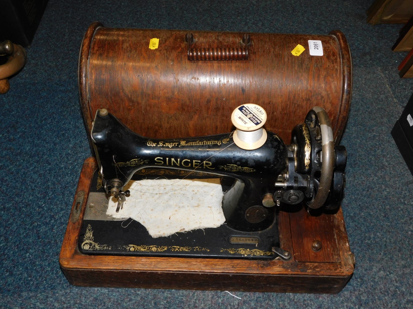 A Singer sewing machine, cased.