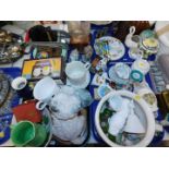 Pottery and porcelain, including a Hornsea jug, Maurhon ware pottery bowl and cover, candlesticks,