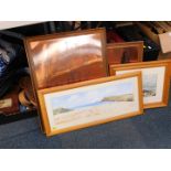 A copper wall mirror 'Charlotte Rhodes', further copper wall mirror showing Boston Stump, and