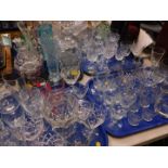 Cut and pressed glass ware, including vases, decanter, wine glasses, etc., costume jewellery and