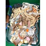 Wooden and metal costume jewellery, including necklaces and chokers. (1 tray)