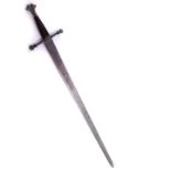A Spanish 'Carlos V' replica broad sword, with wire bound metal handle, Toledo steel blade with