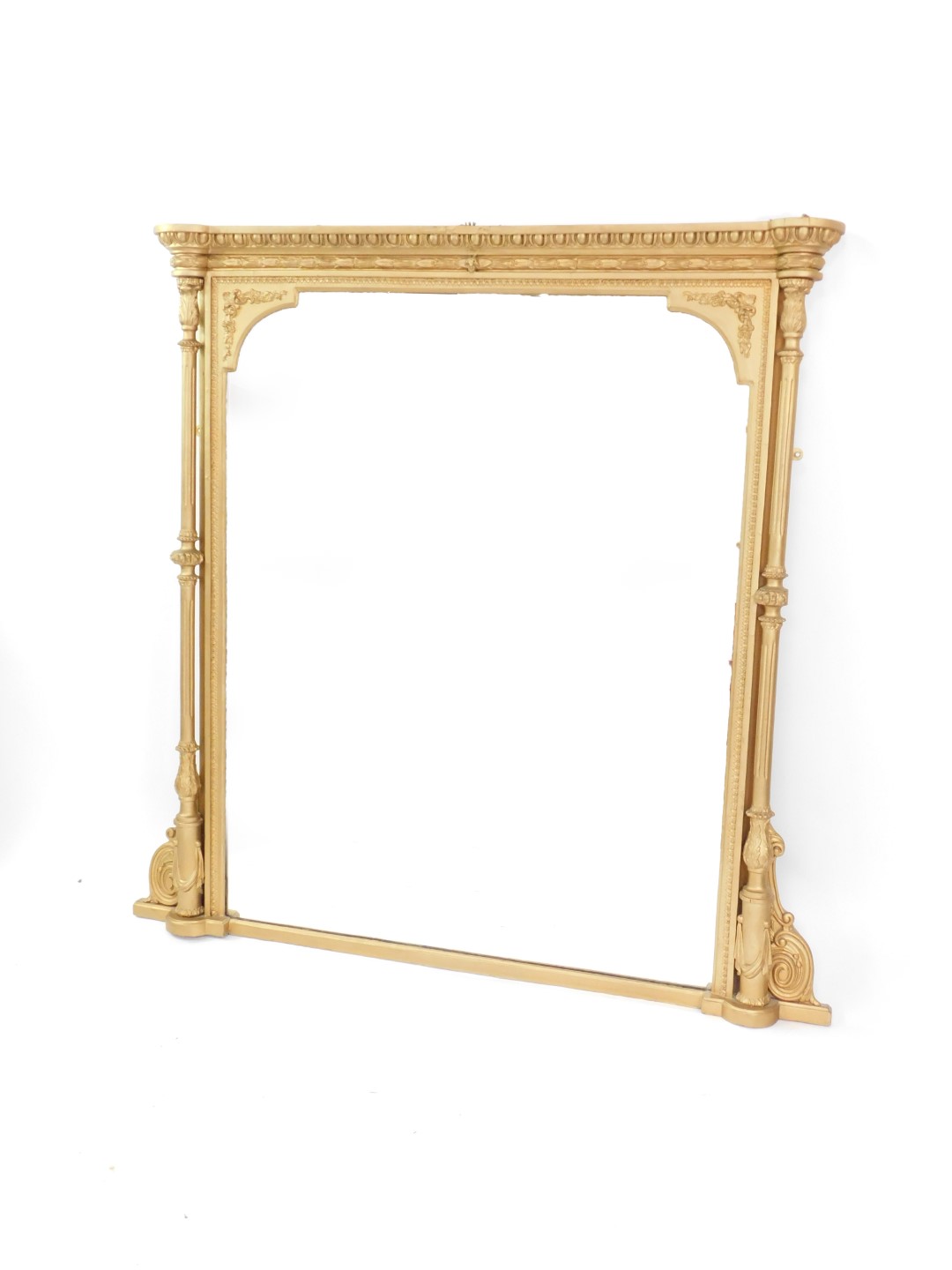 Withdrawn pre-sale by executors- A 19thC gilt wood overmantel mirror