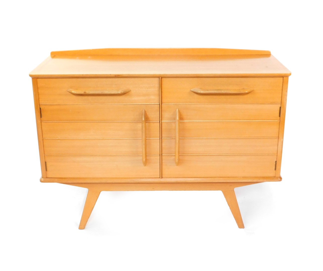A Donald Gomme G-Plan 1950's light oak and beech sideboard, with a pair of drawers, one lined,