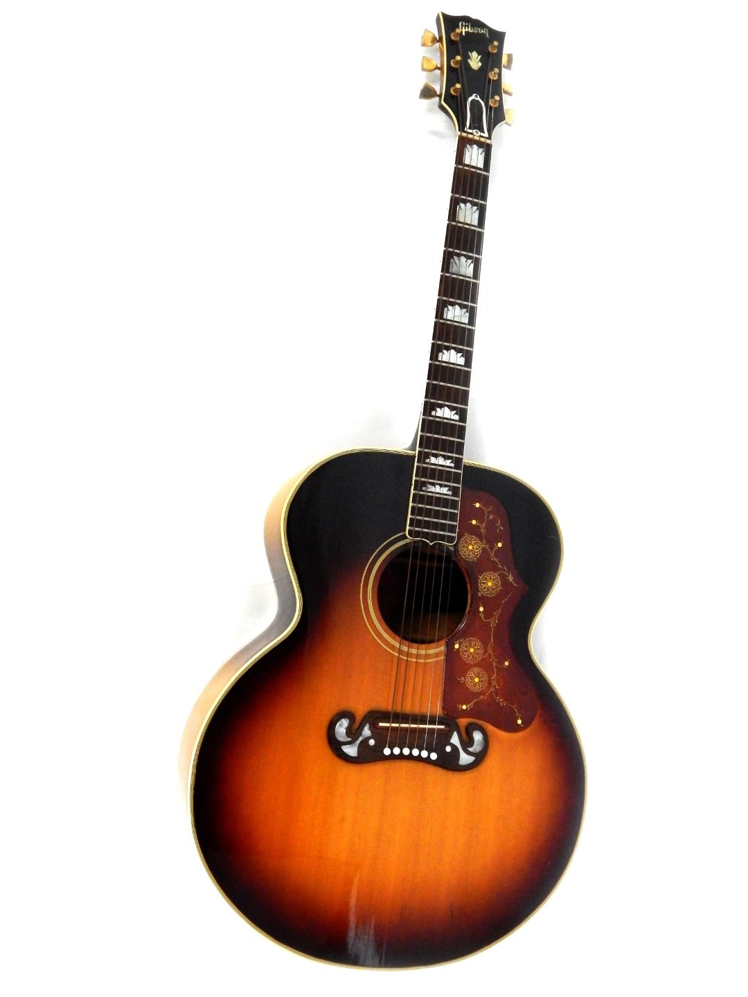 A Gibson J-200 Custom standard acoustic guitar, circa 1963/64, with a maple back and sides, mother- - Bild 2 aus 7