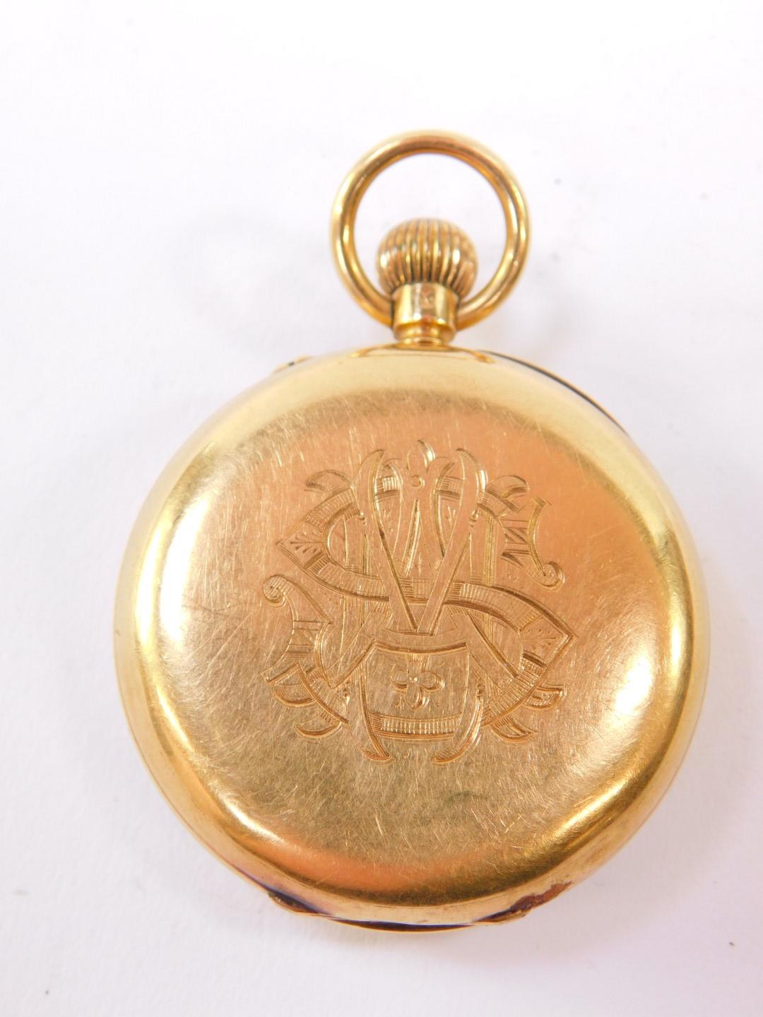 A Victorian gentleman's 18ct gold cased pocket watch by W Batty & Son, Manchester, open faced, - Bild 2 aus 4