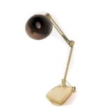 An anglepoise type cream table lamp, with a white shade, 74cm high.