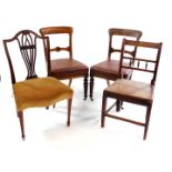 A Hepplewhite mahogany single dining chair, Georgian oak country chair and a pair of Victorian oak