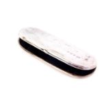 An Edwardian silver spectacle case, of plain oval hinged design with blue velvet lining,