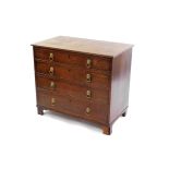A George III mahogany chest, of four long graduated drawers, raised on bracket feet, 80cm high, 92.