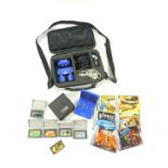 A Nintendo Gameboy Advance SP console, accessories, and games comprising V-Rally 3, Madagascar,