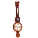 A 19thC mahogany wheel barometer by Bregazzi of Nottingham, with thermometer, 100cm high.