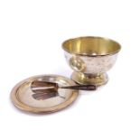 A Salvini Alfredo & Figli Italian card salver, white metal, stamped 800, together with Continental