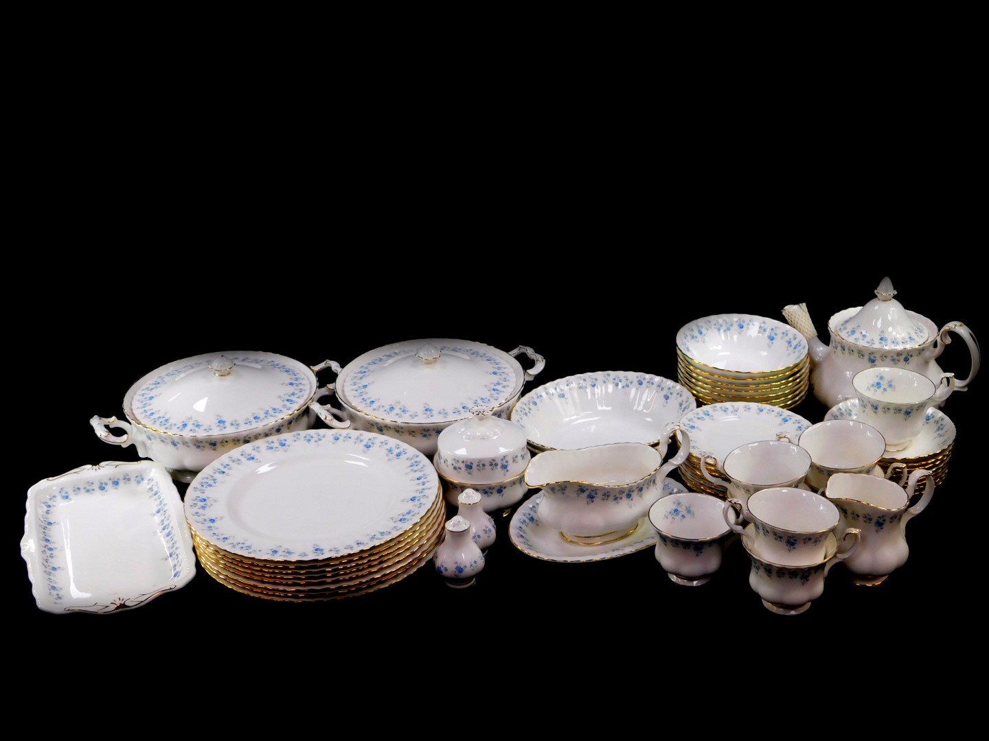 A Royal Albert porcelain part dinner and tea service decorated in the Memory Lane pattern,