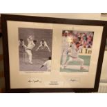 A signed cricket picture 'Two Cricketing Knights', from Lady Anne's Hotel, signed by Sir Richard