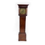 J Foden of Congleton. A Georgian oak long case clock, the square brass dial with embossed